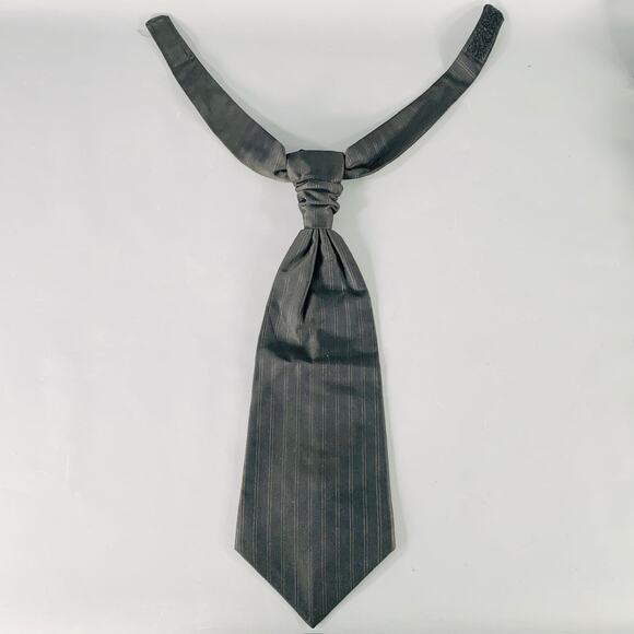 CARLO PIGNATELLI Black Silver Stripe Acetate Virgin Wool Tie - Picture 1 of 4